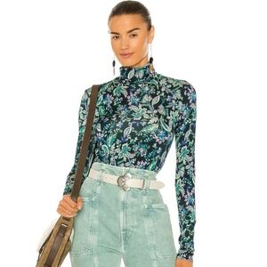 Isabel Marant Floral Jersey High Neck Top Small
